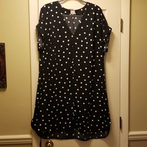 A New Day Dress/Tunic Black with White Polka Dots, Size XXL